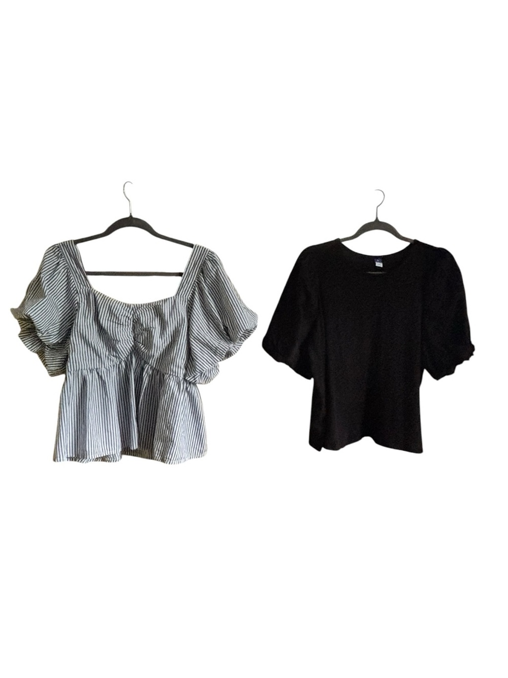 Old Navy Peasant Peplum Blouse + Black Puff Sleeve Top Bundle – Size XL - Picture 4 of 9